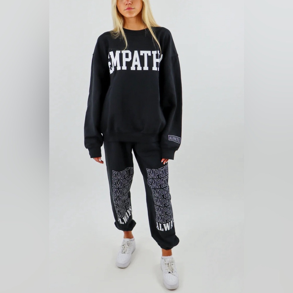 Mayfair “Empathy” Set, Top Size: OS, Sweatpants Size: S/M, Black & White